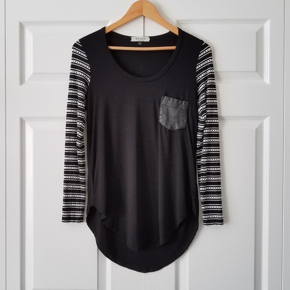 Wyatt Tops - WYATT Collection Leather Pocket Tee | XS